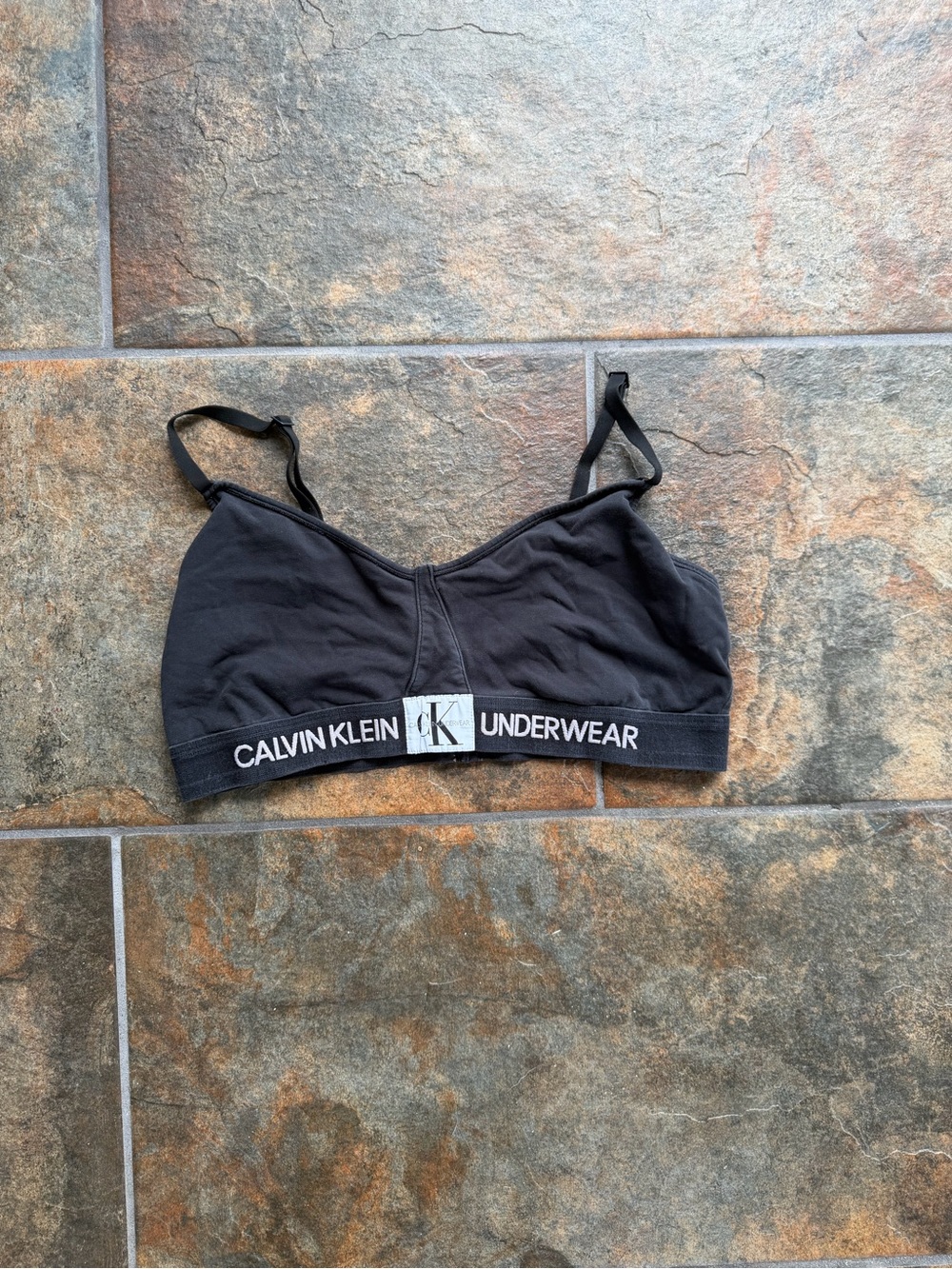 Calvin Klein Black Cotton Bralette with Logo Band